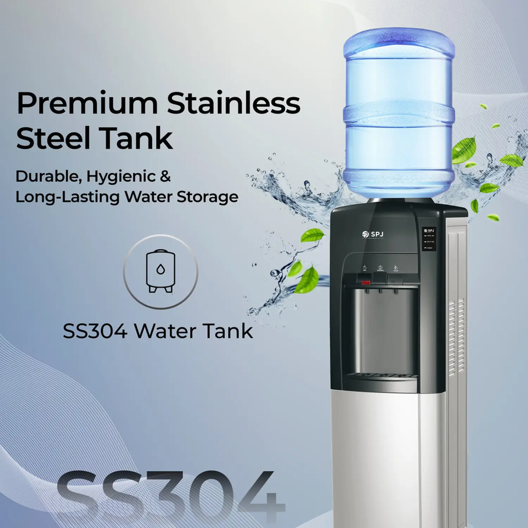 Spj High Performance 16l Top Loading Water Dispenser With Refrigerator Cabinet 3 Taps, Child Safety Lock Spj-Wdblr-Rf004