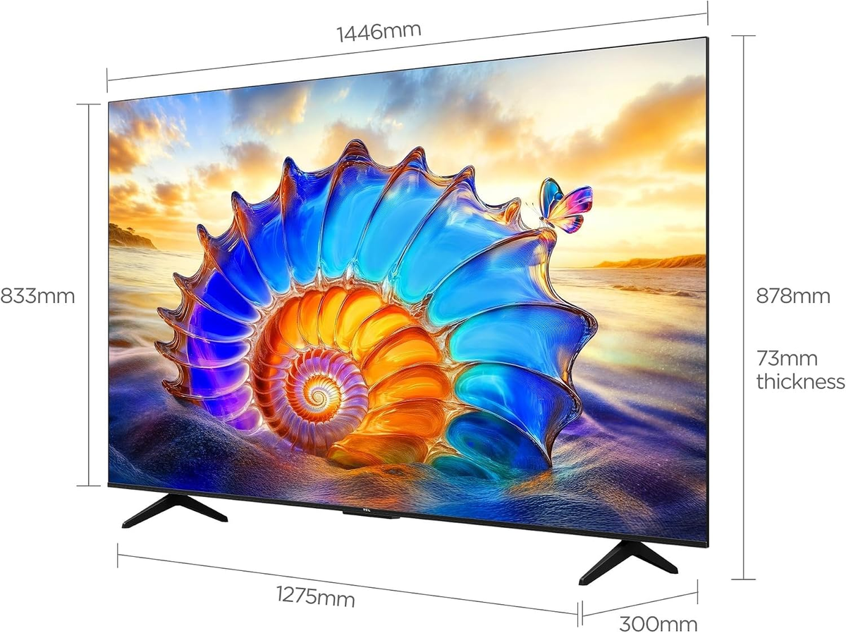 TCL 65P61L Television 65 Inch Smart TV 4K UHD HDR 10+ Gaming Google TV, Dynamic Color Enhancement, Dolby Vision Atmo, DTS Virtual X, MEMC