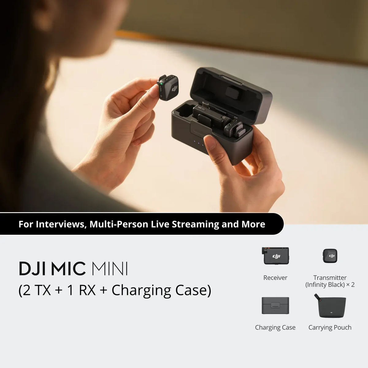 DJI Mic Mini Wireless Microphone System (2TX+1RX + Charging Case) DMMR01