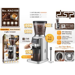 Dsp Coffee Grinder 64Mm Burr Electric Stainless Steel For Espresso Pour Over Americano Ka3159