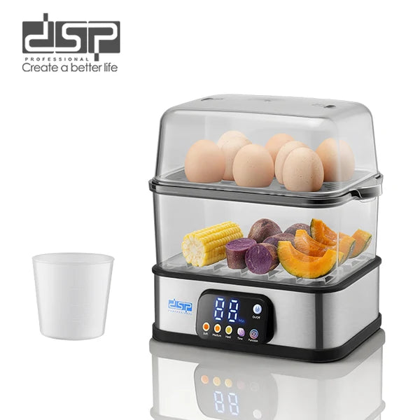 DSP KA5019 Egg Steamer 300W 8 Eggs 3 Cooking Modes 2.5L 2-Tier Food Steamer