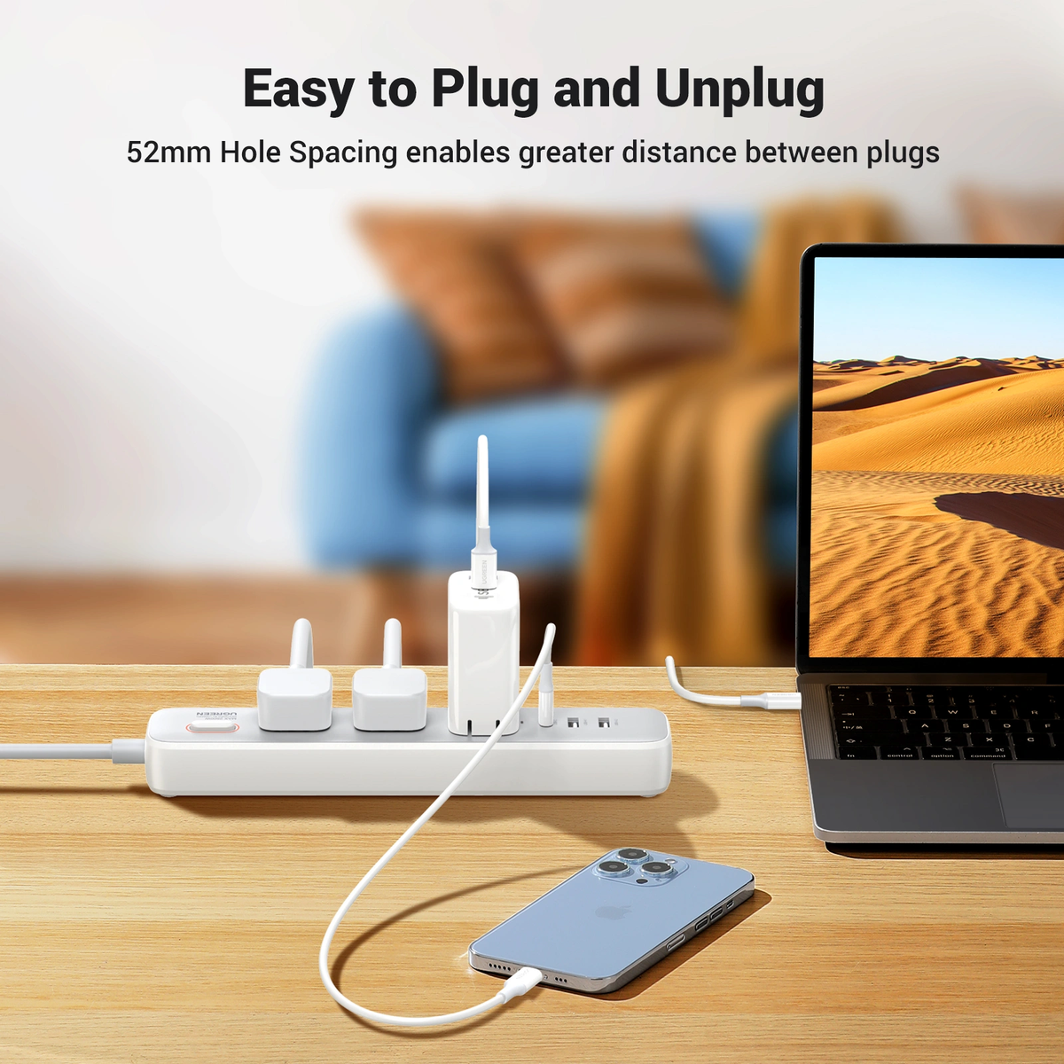 UGreen Powerstrip 3 Ac Outlet 3 Ports 2A1C 30W White