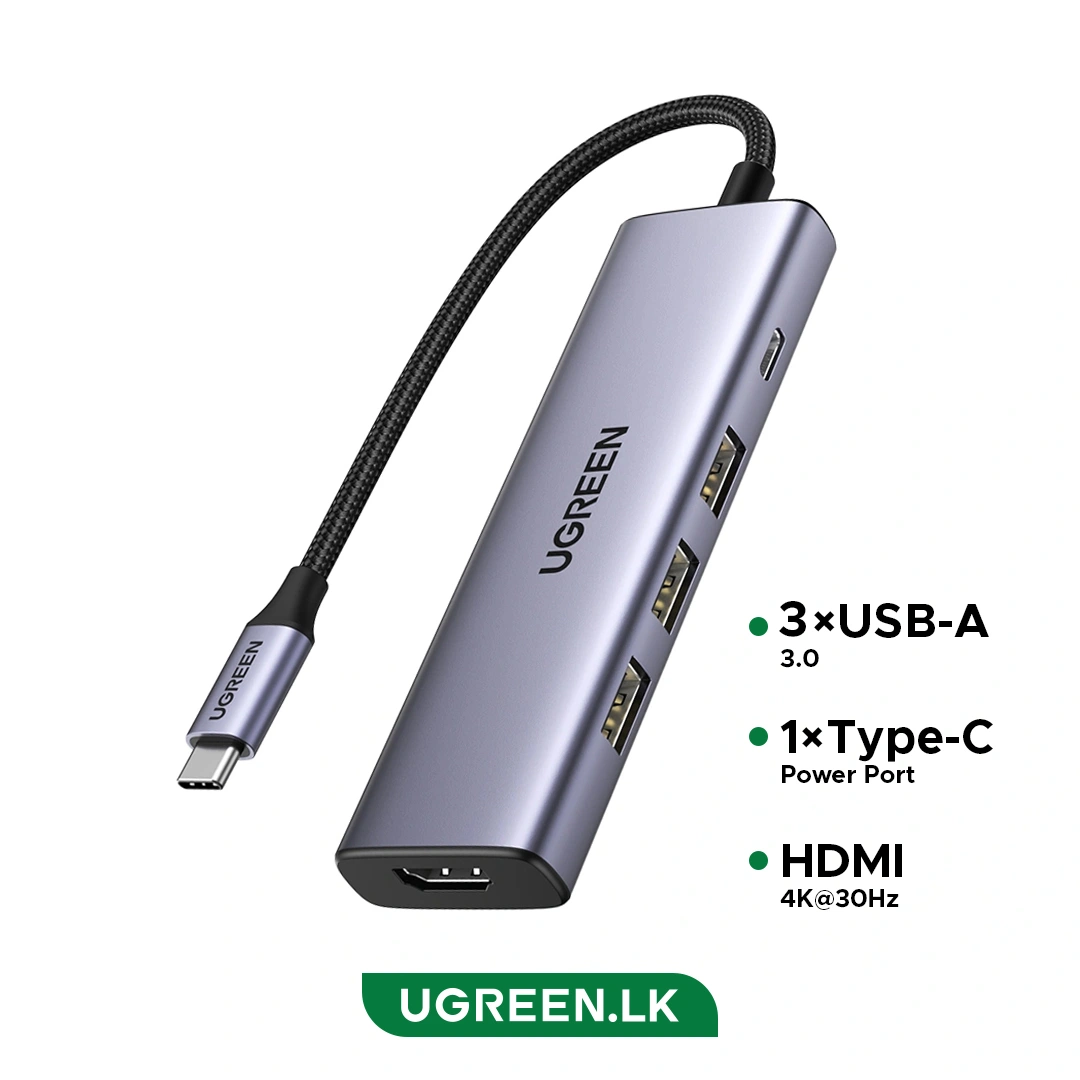 UGREEN 15596 CM511 5-in-1 USB-C 4K 30Hz Multifunction Adapter Hub (Space Grey)