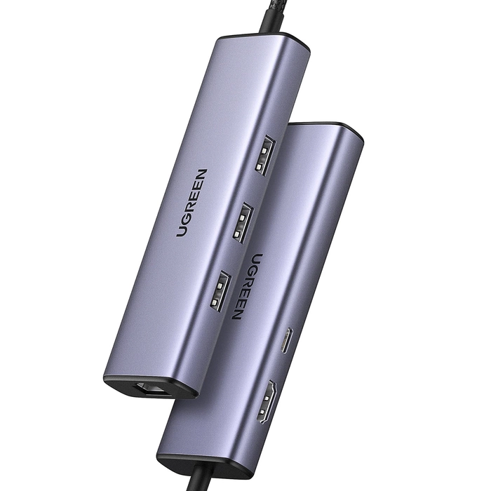 UGREEN 1in6 CM512 USB-C to 3x USB A 3.0 HDMI RJ45 PD Converter adapter
