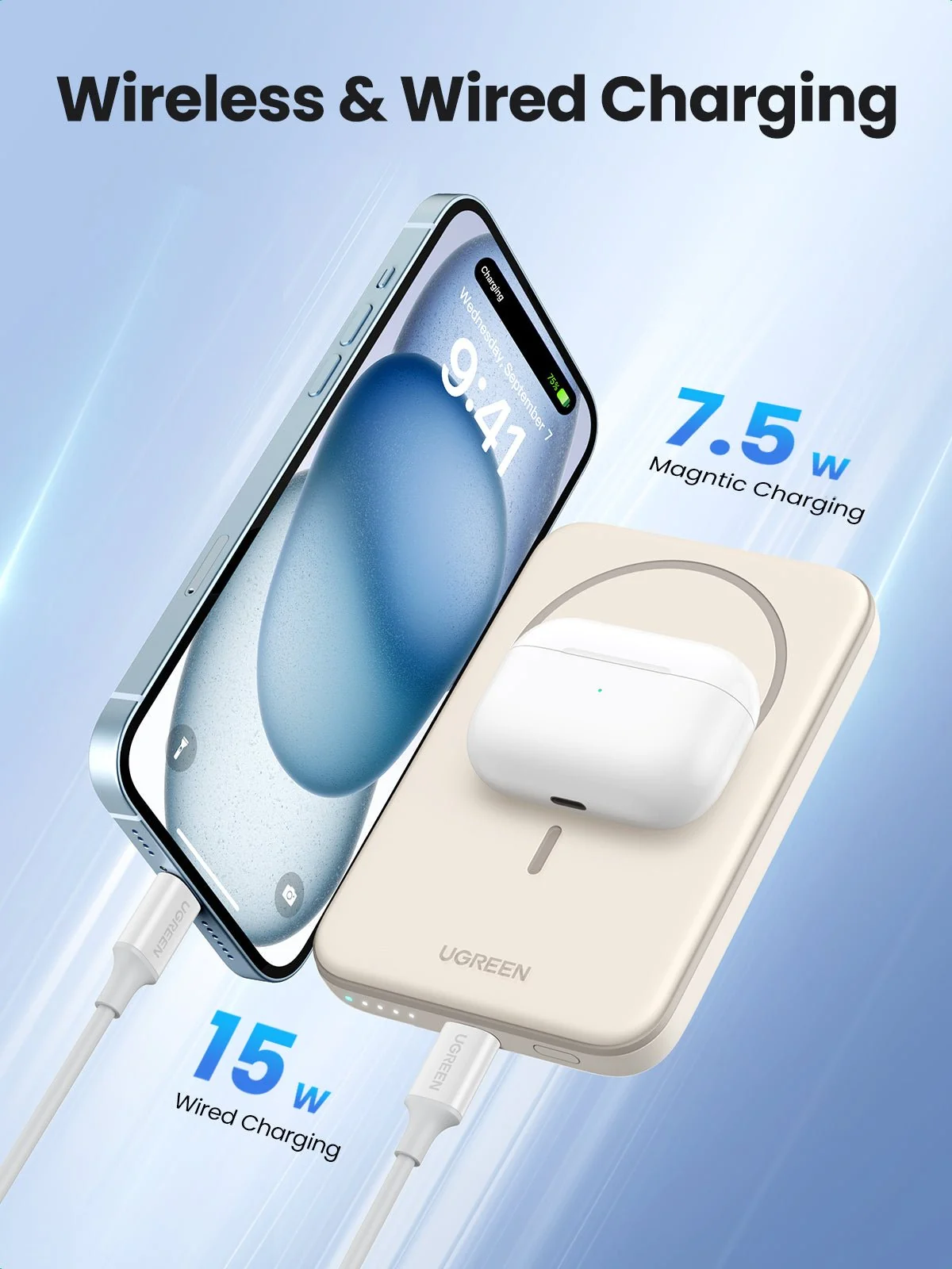 UGreen Powerbank 5000 Mah Magnetic White