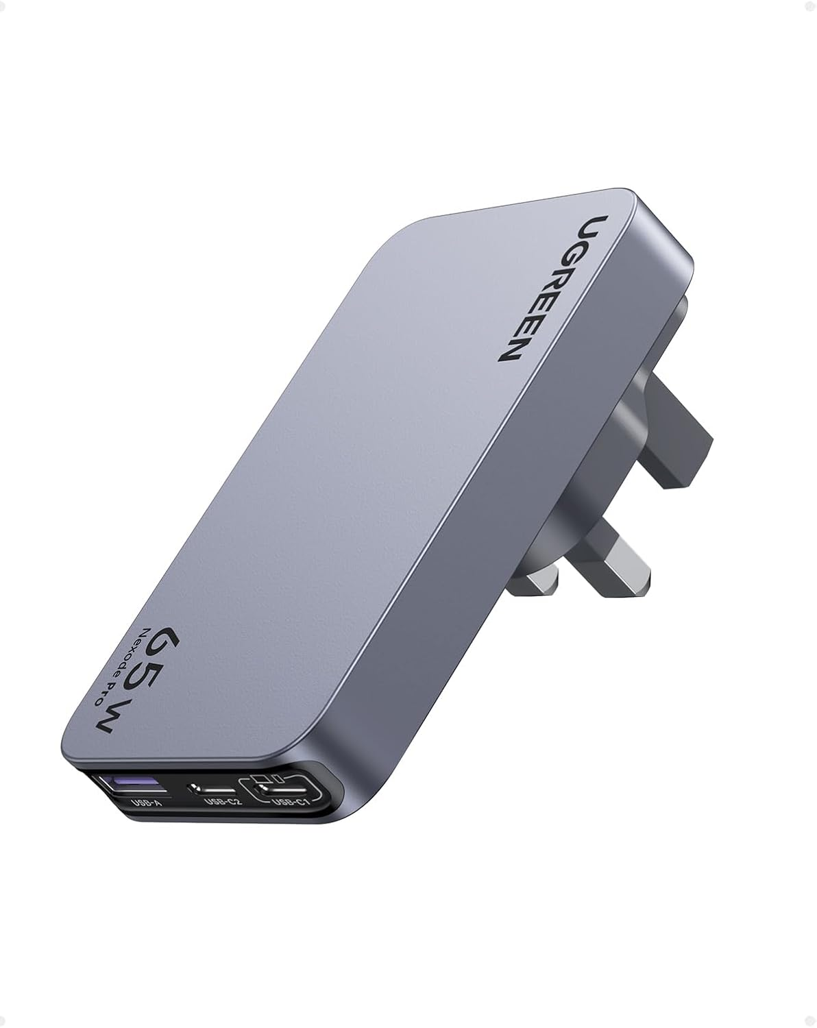 UGREEN 65W 3-PORT 2A 1C PD GAN ULTRA-SLIM FAST CHARGER GRAY