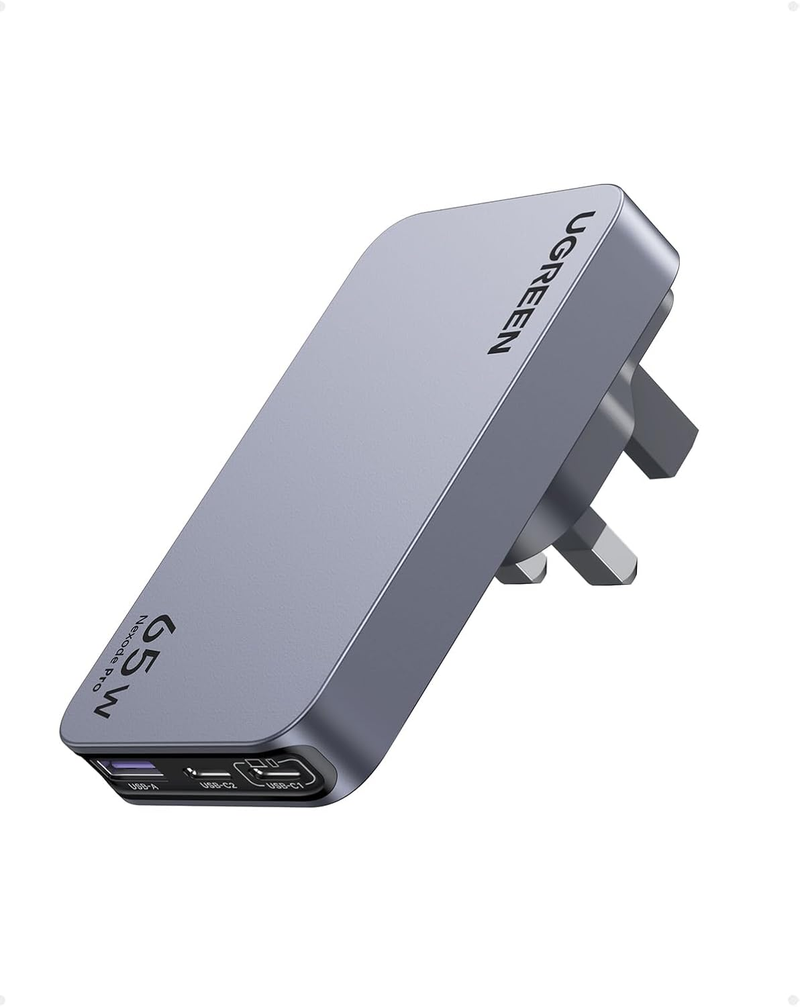 UGREEN 65W 3-PORT 2A 1C PD GAN ULTRA-SLIM FAST CHARGER GRAY