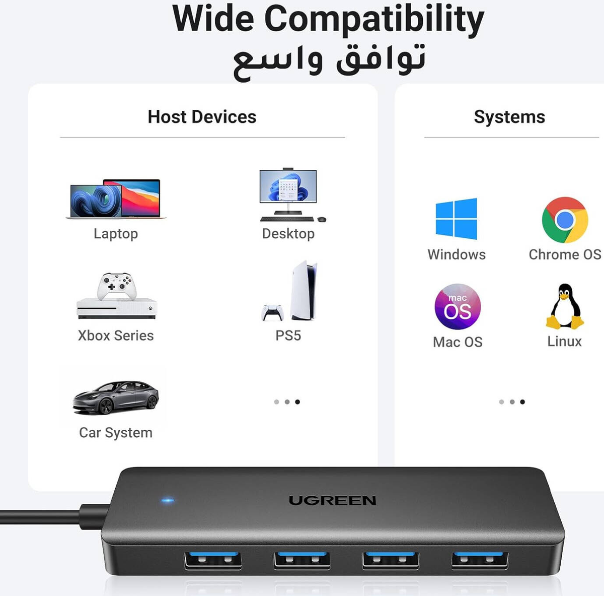 UGREEN CM219 USB Hub (25851) 4 x USB-A 3.0 Black