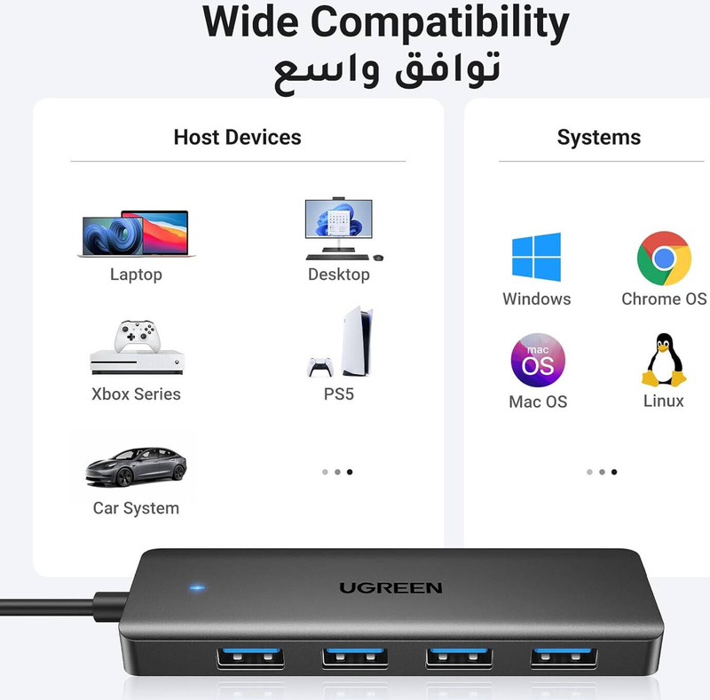 UGREEN CM219 USB Hub (25851) 4 x USB-A 3.0 Black