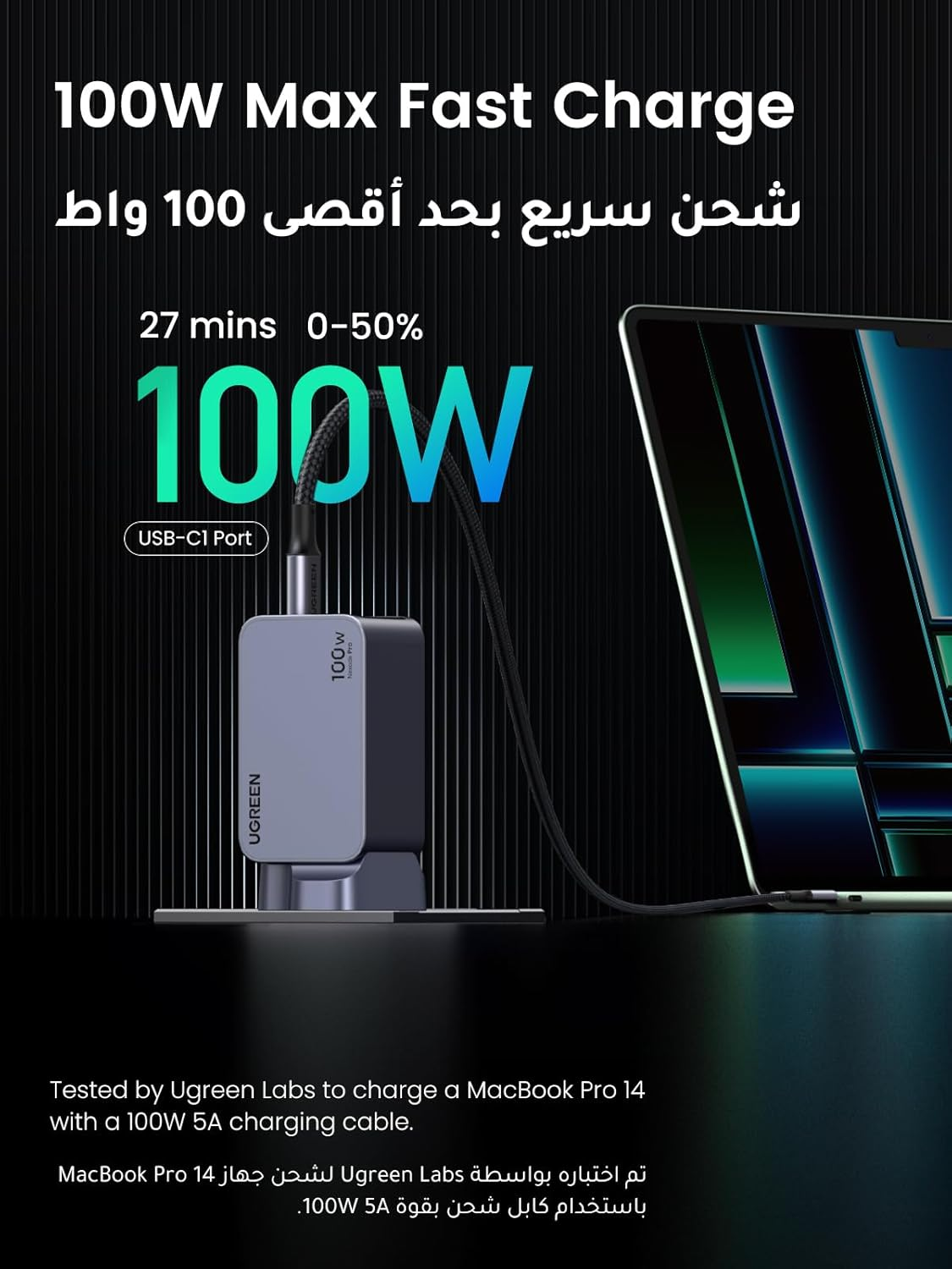 UGreen Nexode Pro 100W 3-Port 1A-2C PD GaN