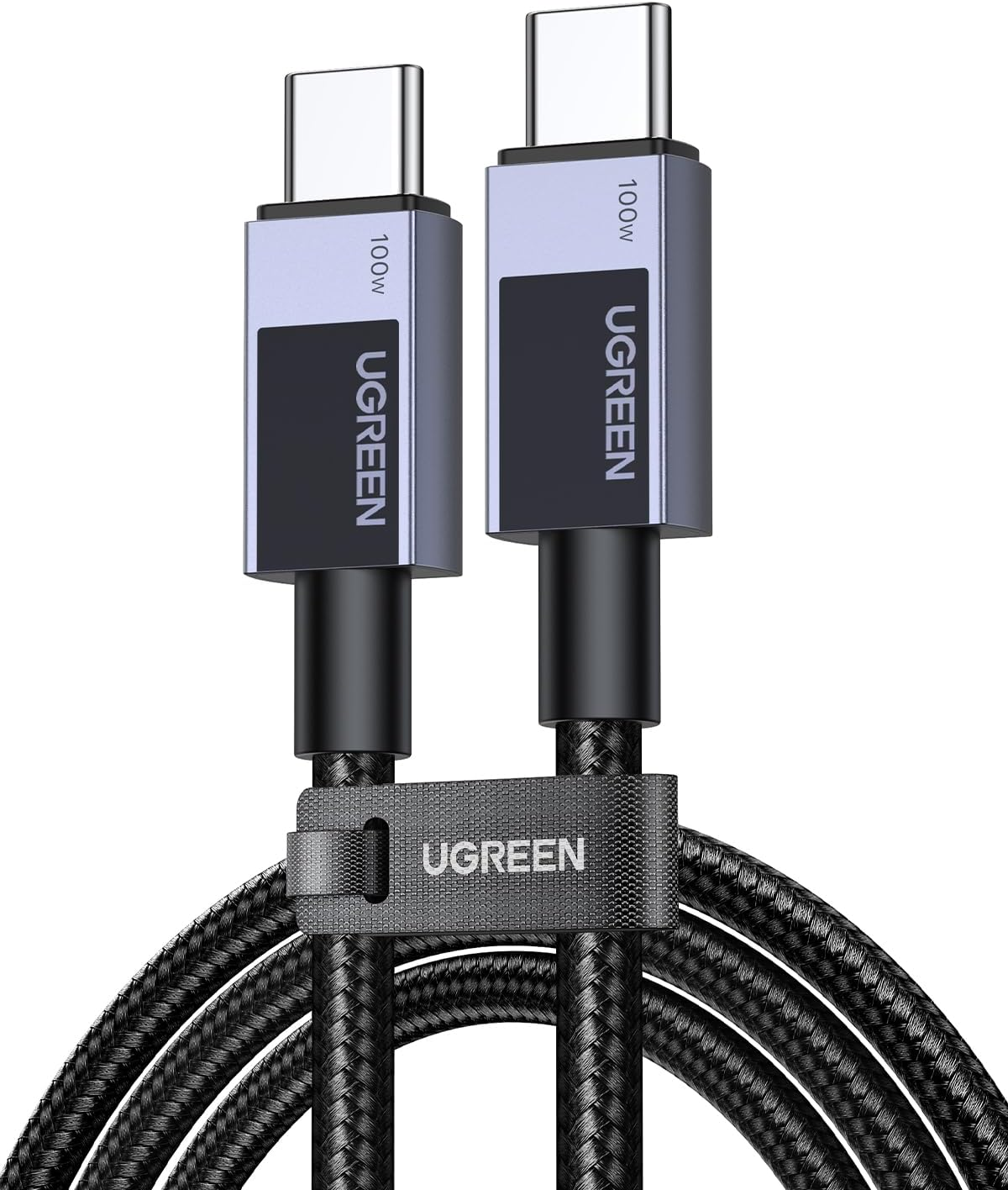 UGreen Robot Smart Digital Display Usb-C To Usb-C 100W 1M Braided Cable Gray