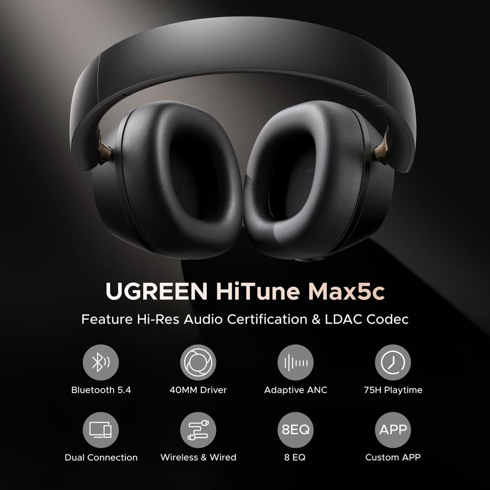 Ugreen HiTune Max 5C HP203 Bluetooth 5.4 Hybrid ANC Headphones 35757