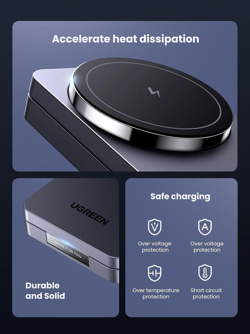 UGREEN Magnetic Wireless Charger 15W, 2 in 1  W706
