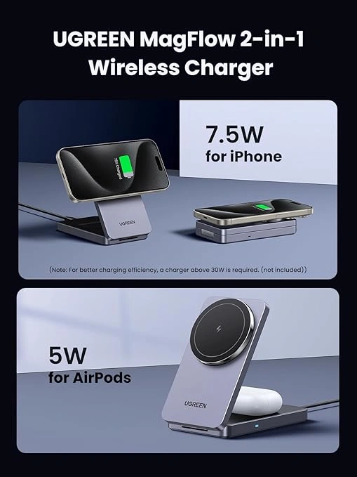 UGREEN 2-in-1 Wireless Charger Magnetic 20W