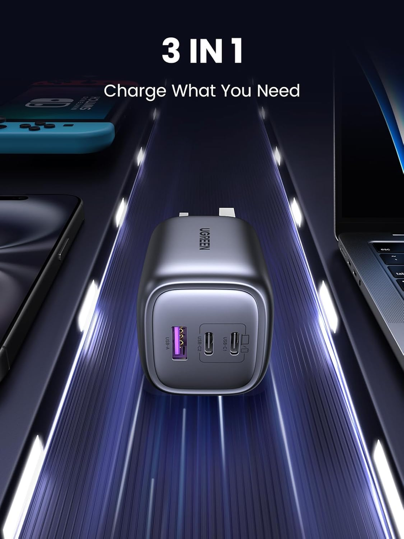 UGreen Nexode 65W 3-Port 1A-2C PD GaN Fast Charger