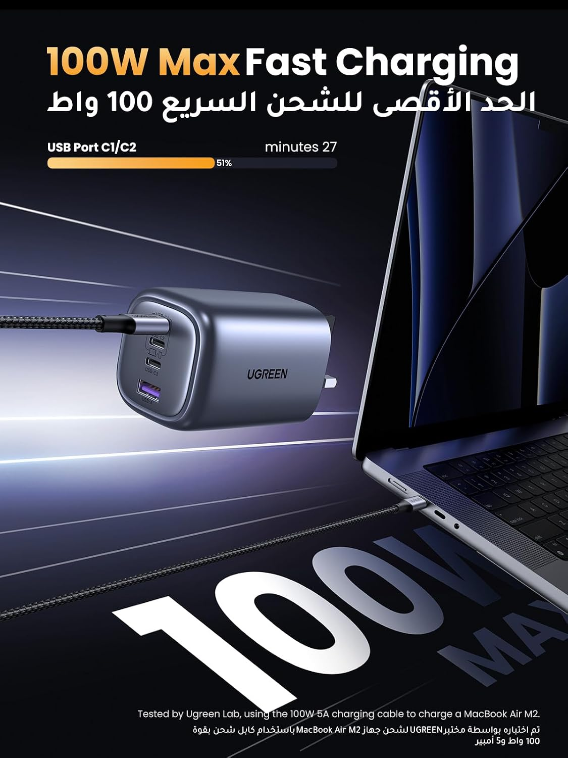 UGreen Nexode 100W 4-Port 1A-3C PD GaN Fast Charger