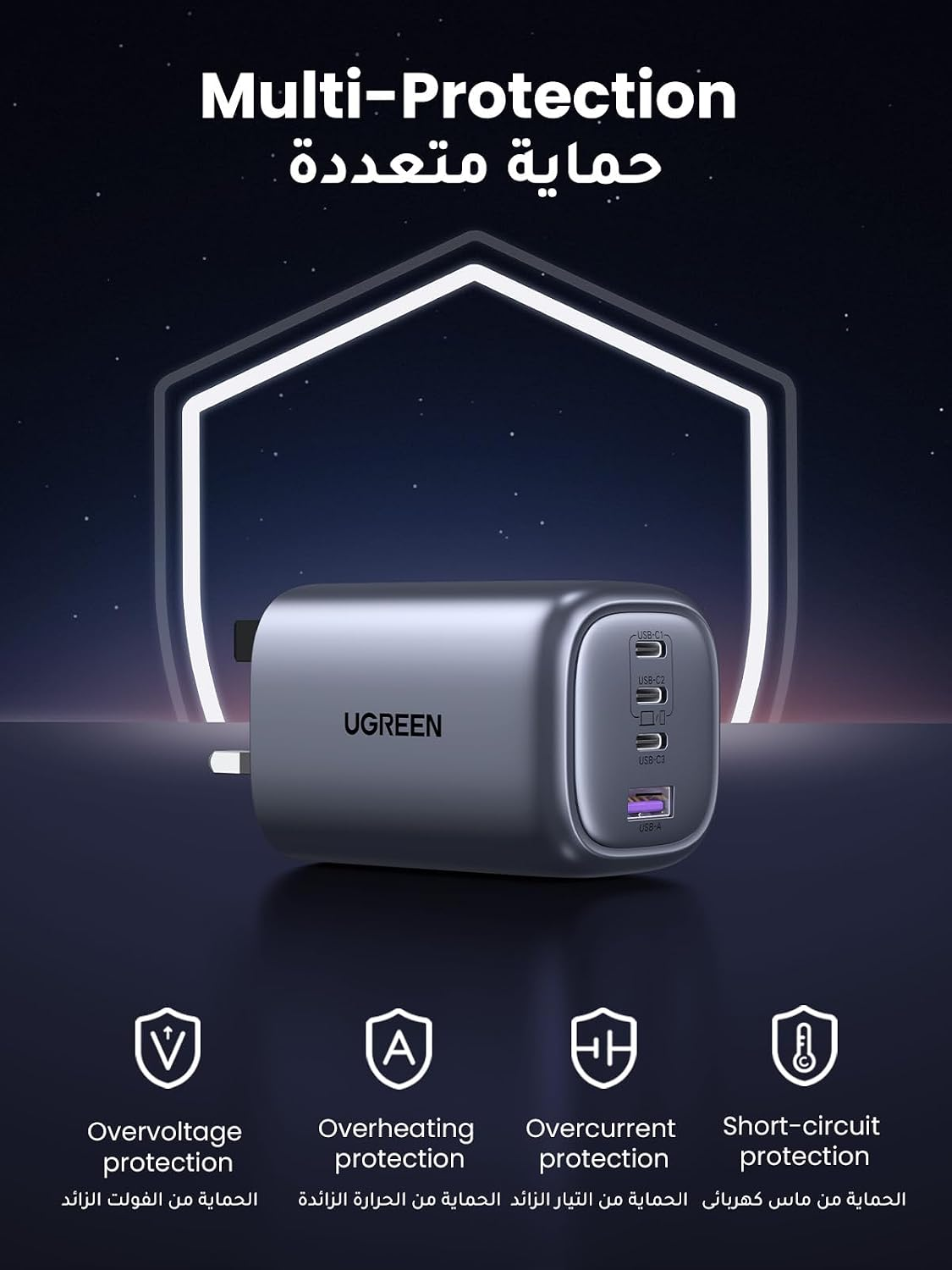 UGreen Nexode 100W 4-Port 1A-3C PD GaN Fast Charger