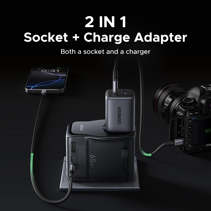 UGreen GaN 65W 3-Port 1A-2C PD Fast Travel Charger