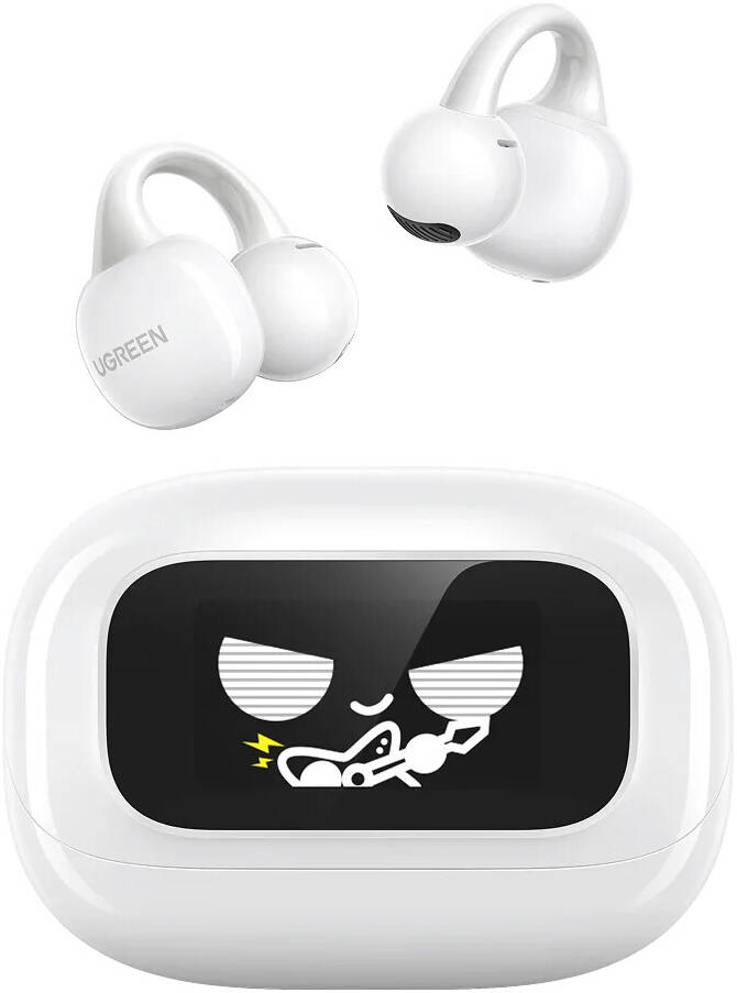 UGREEN ClipBuds Magic Wireless Open-Ear Nc Earbuds Screen Display White