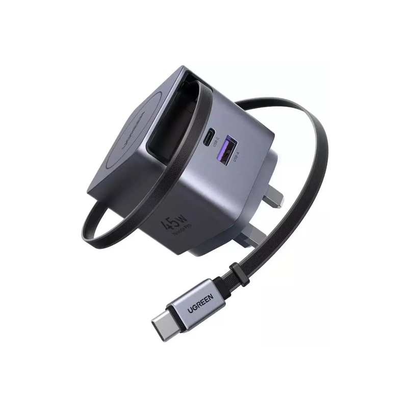 UGREEN 45W GAN 1A-2C FAST CHARGER WITH RETRACTABLE CABLE