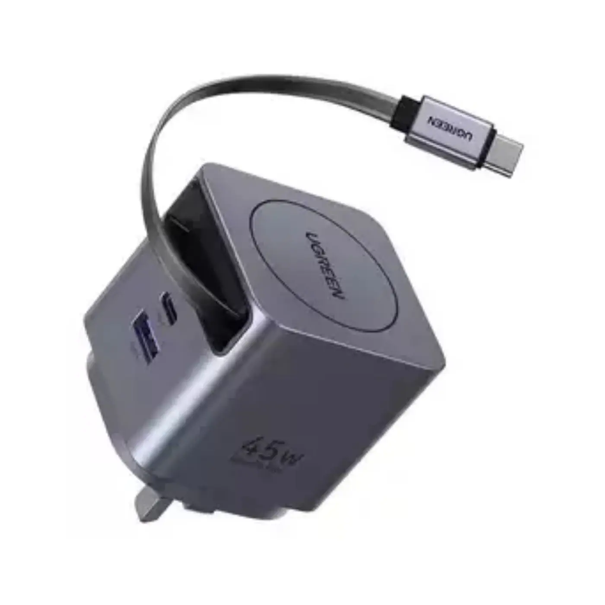UGREEN 45W GAN 1A-2C FAST CHARGER WITH RETRACTABLE CABLE