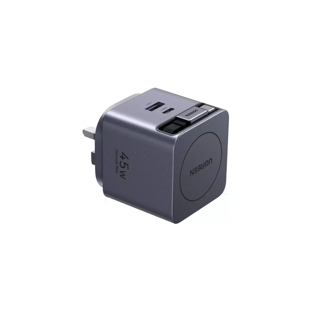 UGREEN 45W GAN 1A-2C FAST CHARGER WITH RETRACTABLE CABLE