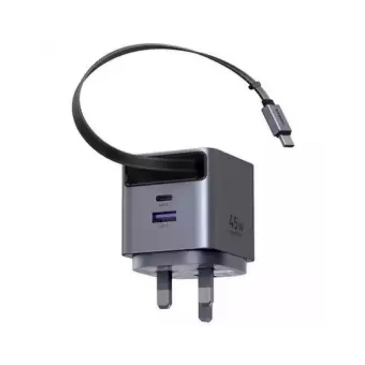 UGREEN 45W GAN 1A-2C FAST CHARGER WITH RETRACTABLE CABLE