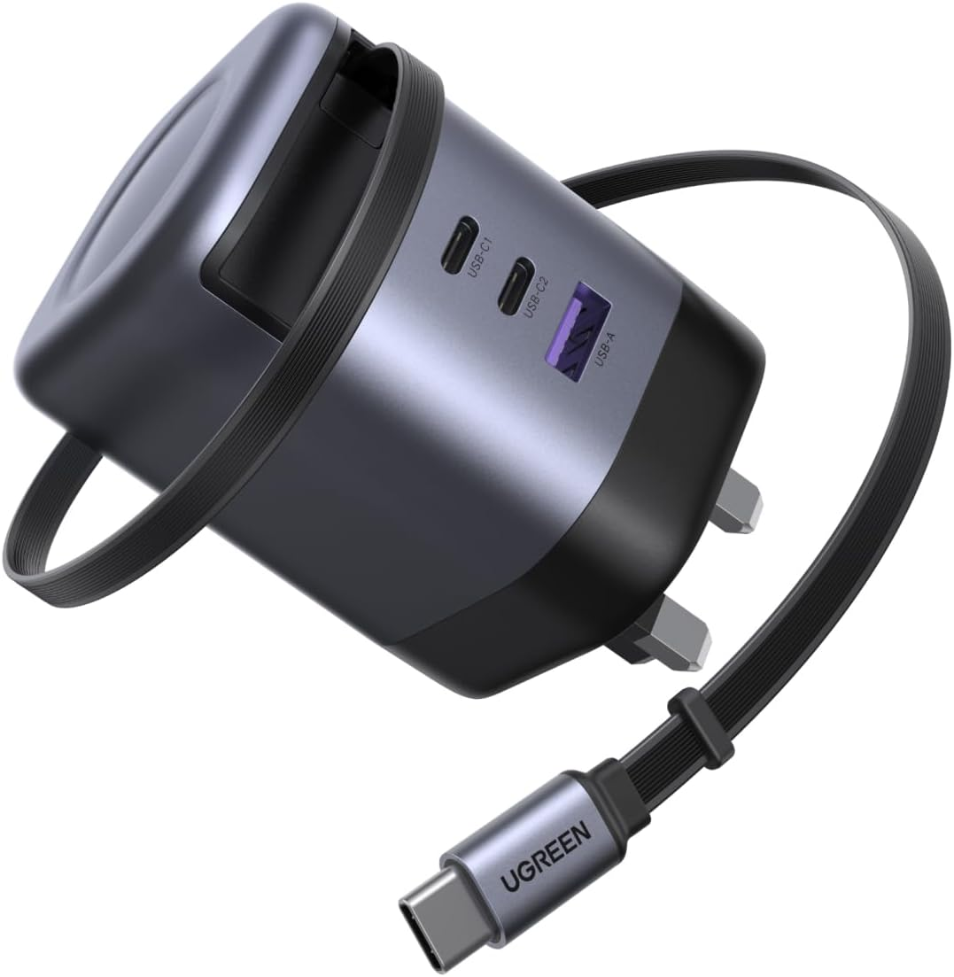 UGREEN NEXUD PRO 100W Wall Charger with Retractable USB-C Cable - Black