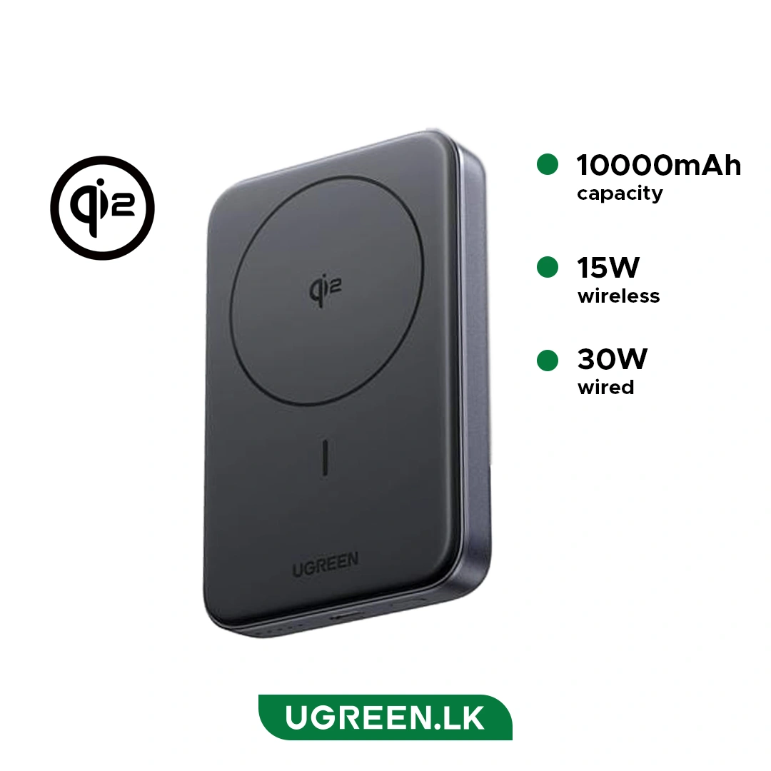 Ugreen Powerbank 10000 MAH PD 30W Magnetic Built in Type C Cable Gray