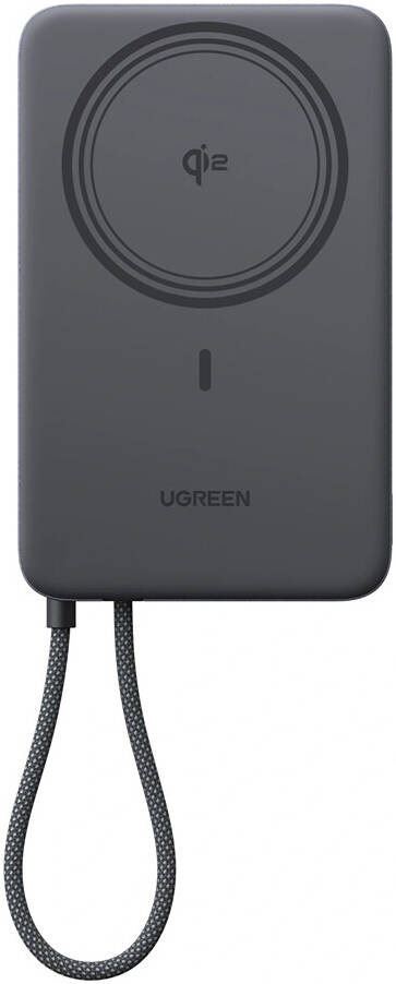Ugreen Powerbank 10000 MAH PD 30W Magnetic Built in Type C Cable Gray