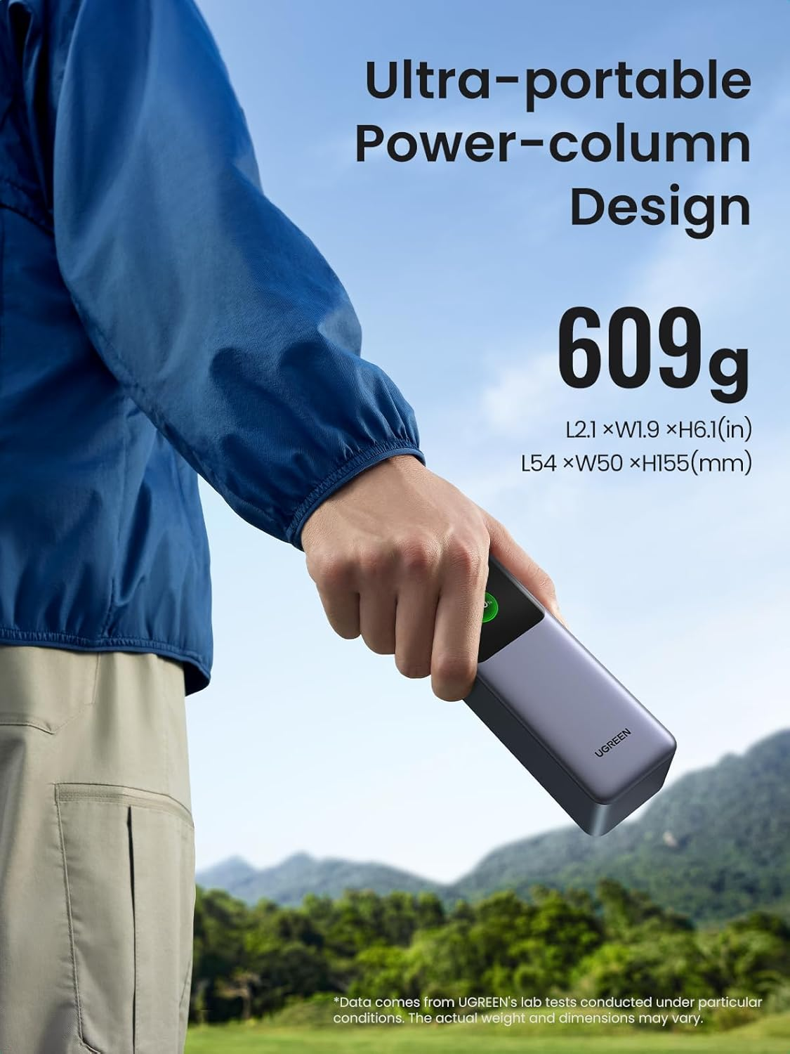 UGREEN Power Bank 25000 MAH PD 200W with Retractable Type C Cable Gray
