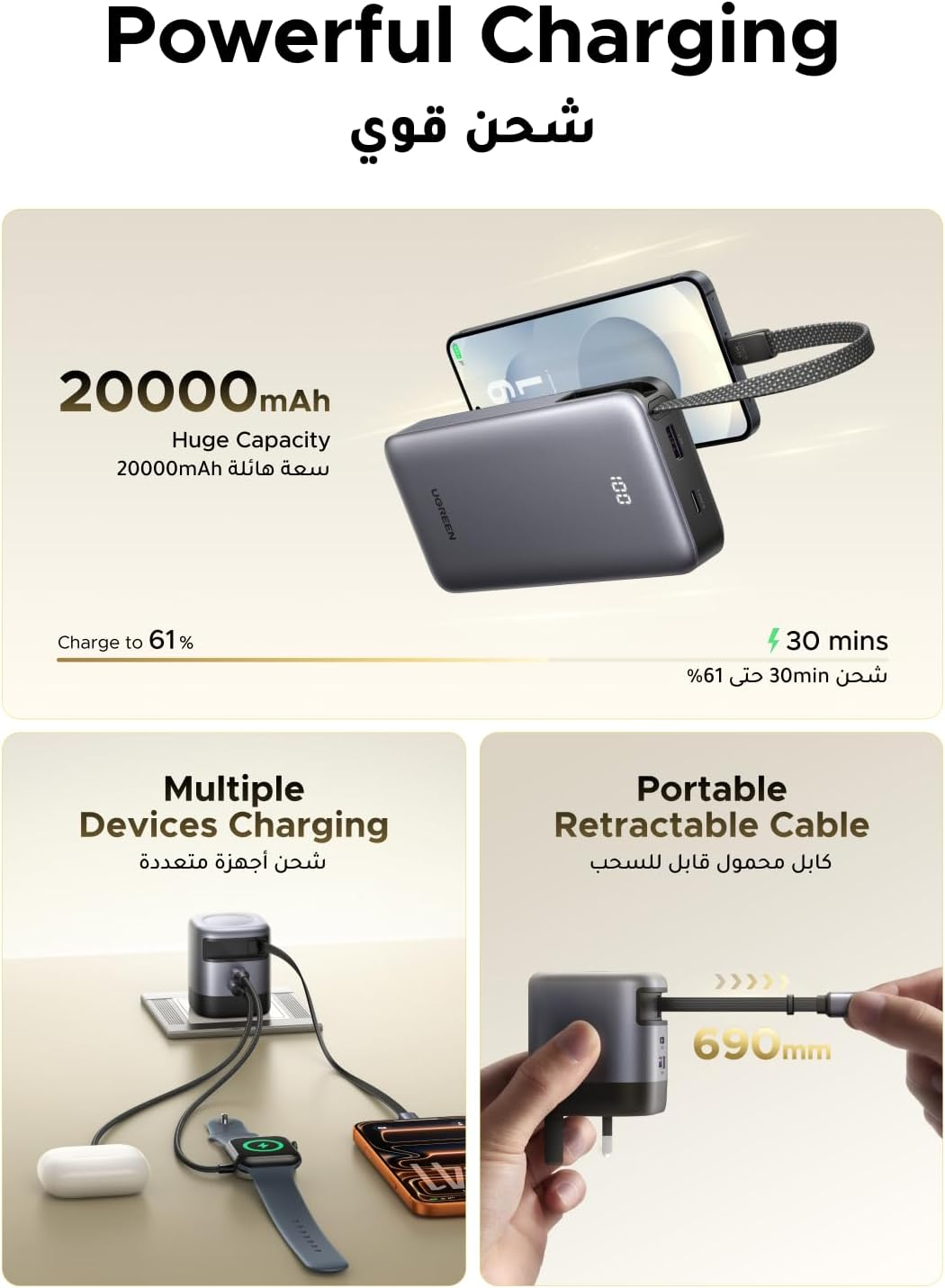UGREEN Fast-Charging Power Kit - Gray