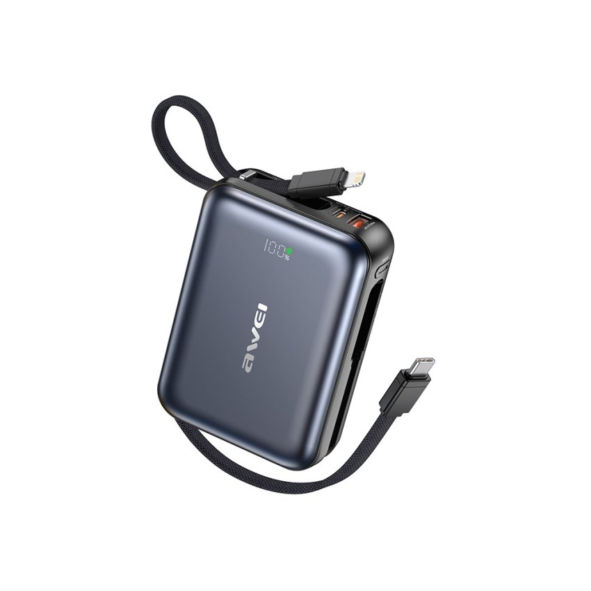 AWEI Power Bank 20000 with build in Type C & Lightning-Black