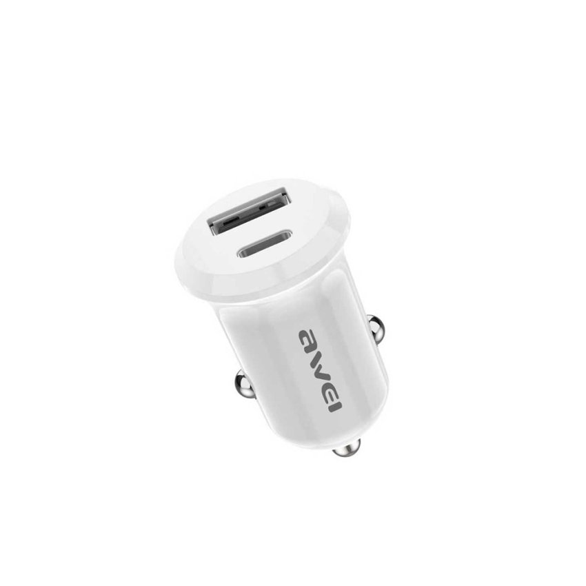 AWEI C-864 Car Charger 38W PD Dual (USB-A + Type-C) White