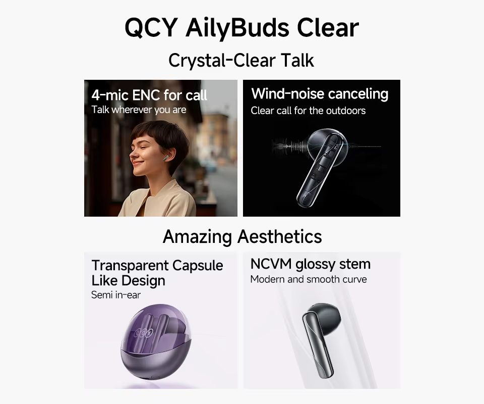 QCY AILY BUDS CLEAR BLUETOOTH EARPHONES