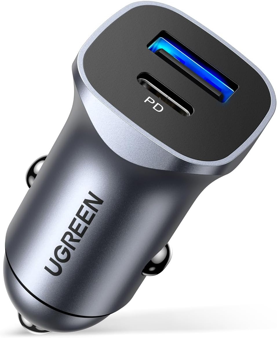 UGREEN Car Charger Fast Charging 24W 2Ports,USB A+USB C Power Car Adapter