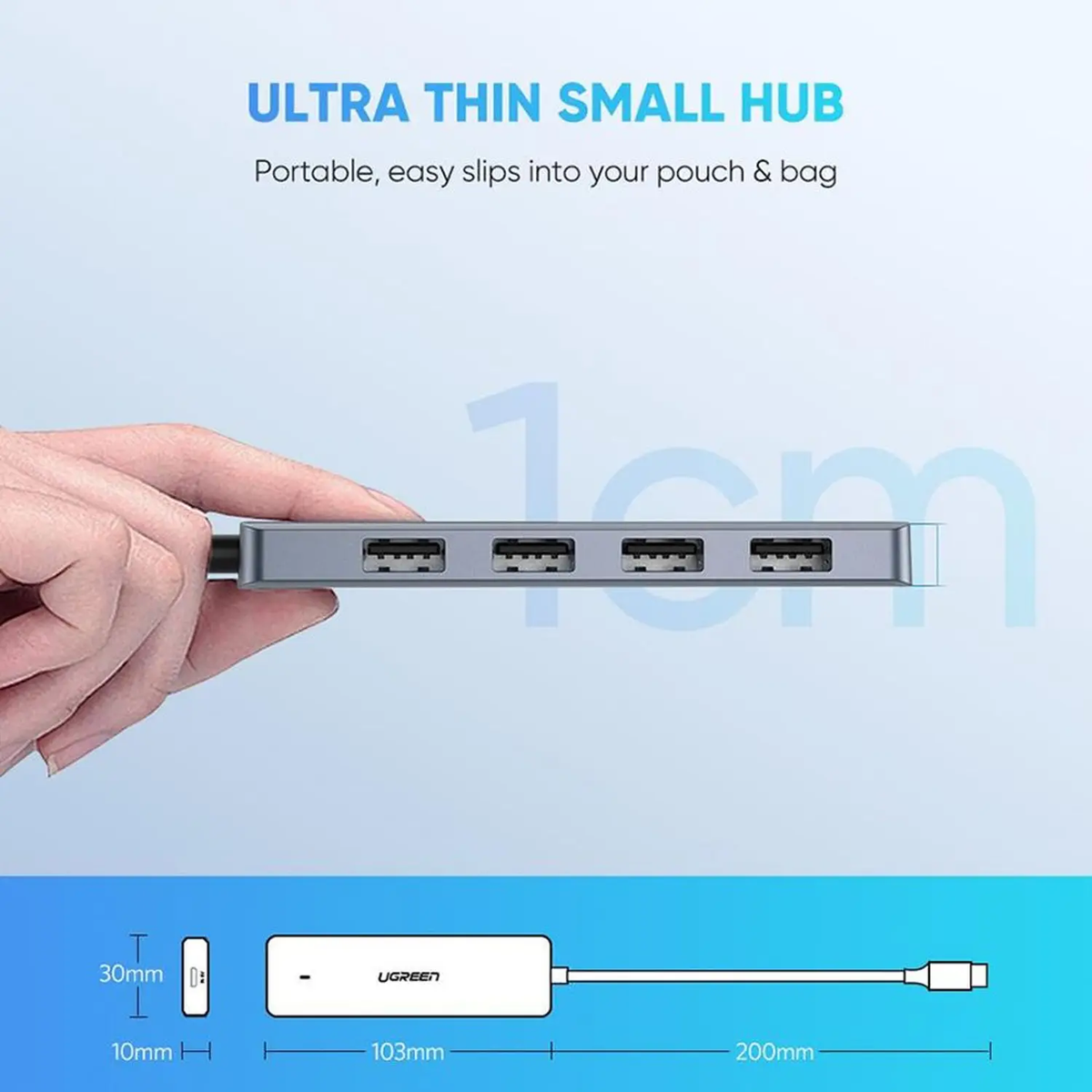 Ugreen USB Type C HUB - 4x USB 3.2 Gen 1 with USB-C power port gray (CM219 70336B)