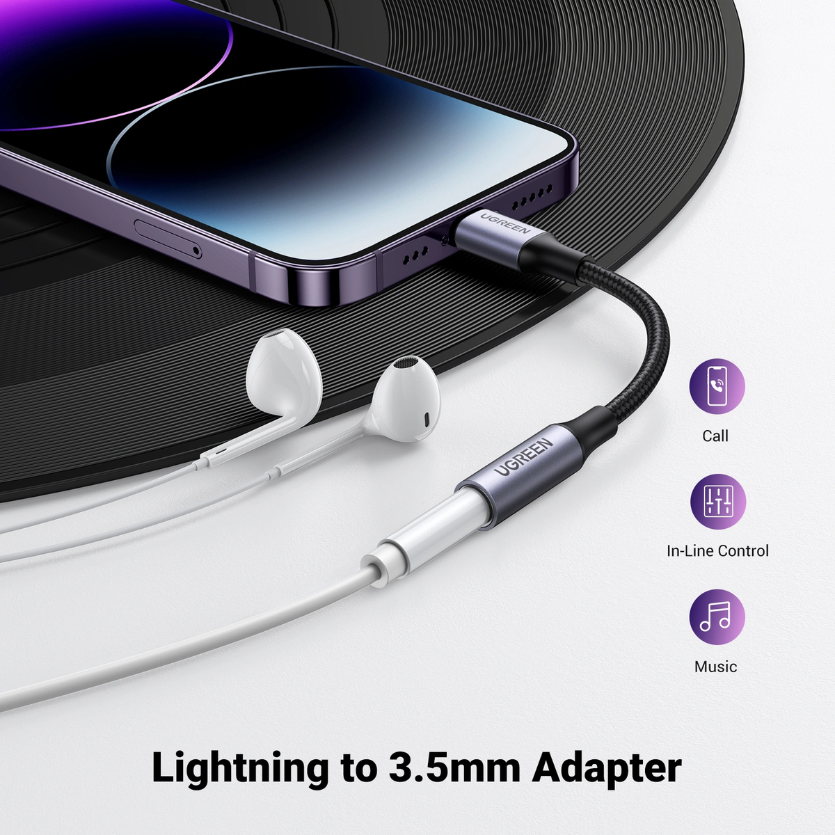UGREEN Lightning To 3.5mm Female Aaptor - Black