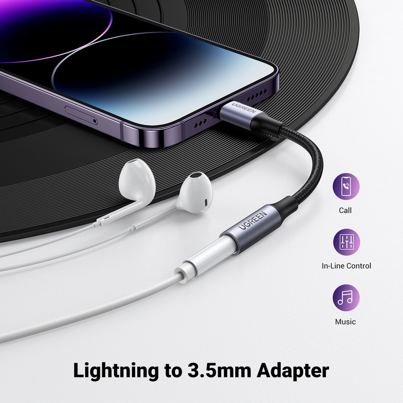 UGREEN Lightning To 3.5mm Female Aaptor - Black