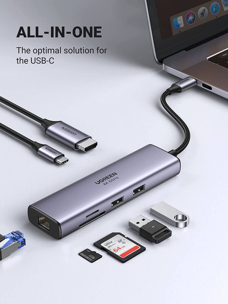 UGREEN USB-C 7 IN 1 Micro Sd USB-C Micro HDMI USB 3.0 PD 100 W Type C Charging Multifunction Adapter