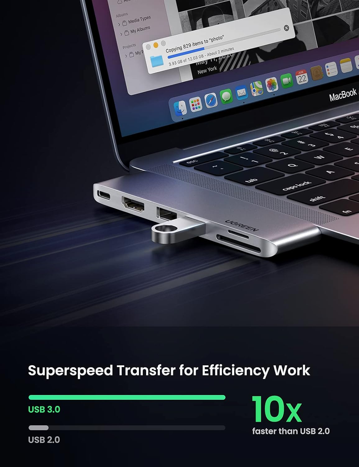 UGREEN 6-in-2 USB C Hub for MacBook Pro/Air‏   80856