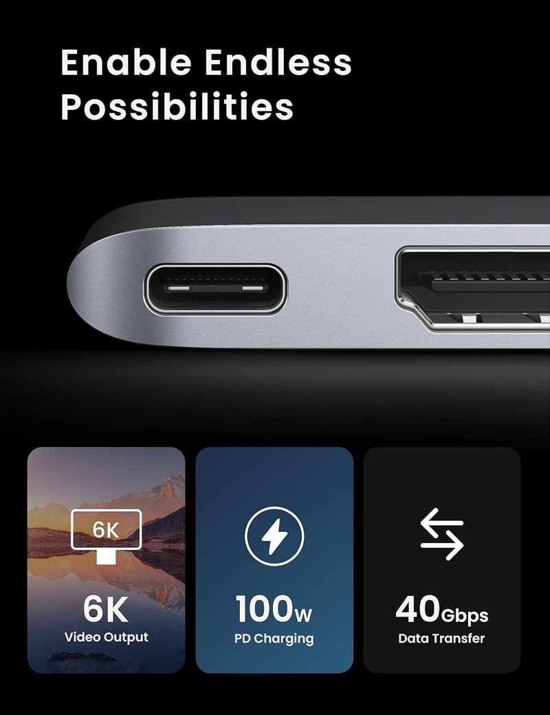 UGREEN 6-in-2 USB C Hub for MacBook Pro/Air‏   80856