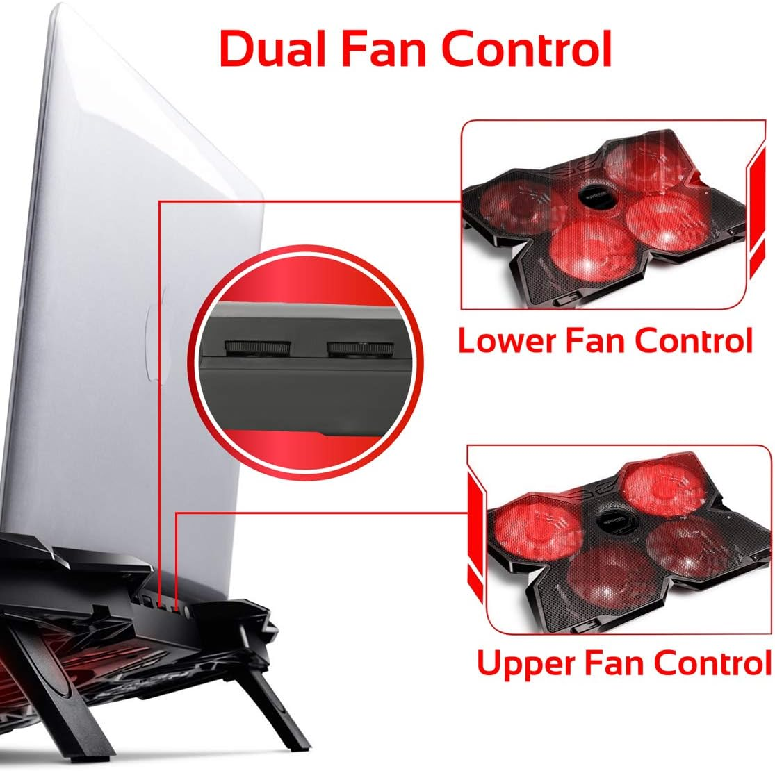 PROMATE AirBase-3 Height Adjustable Ergonomic Laptop Cooling Pad with 5 High
