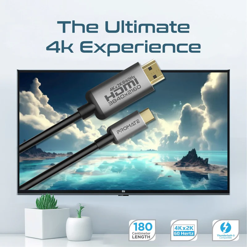 PROMATE HDLink-60H 4K x 2K @60Hz Support USB-C to HDMI Audio Video Cable