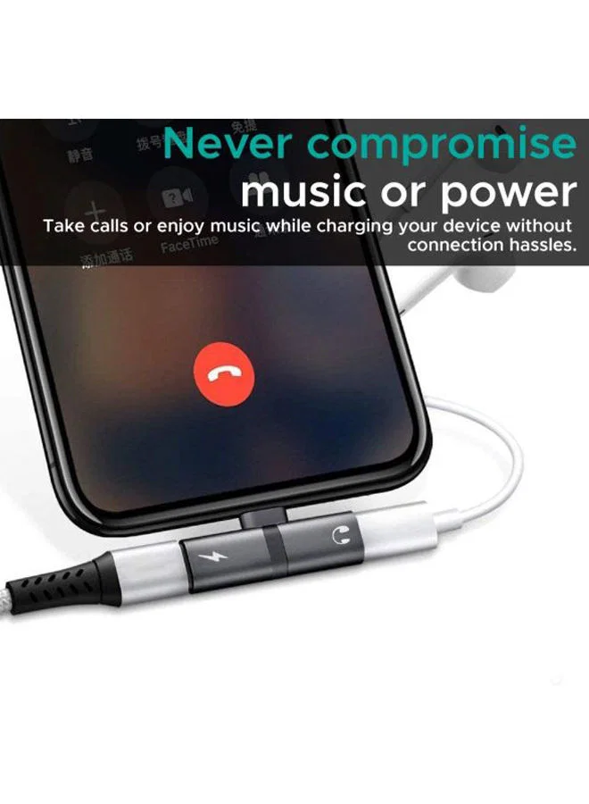 PROMATE iHinge-LT.Grey 2-in-1 Audio & Charging Adaptor with Lightning Connector