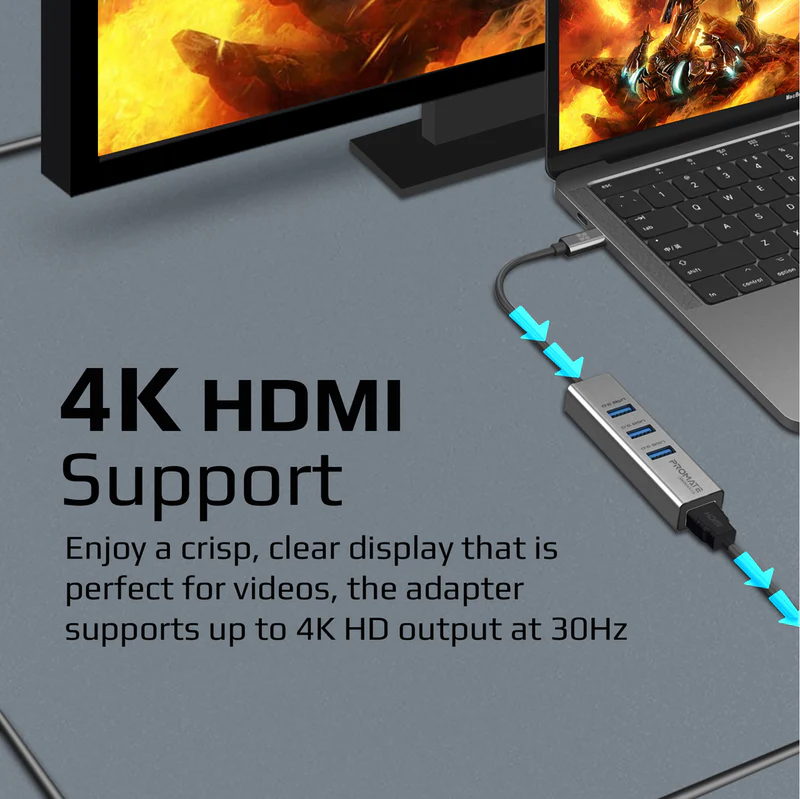 PROMATE MediaHub-C3 4K Vivid Clarity USB-C to HDMI Adapter, 4K@30Hz HDMI