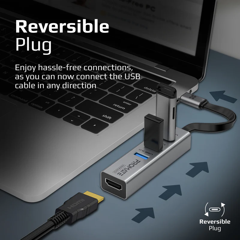 PROMATE MediaHub-C3 4K Vivid Clarity USB-C to HDMI Adapter, 4K@30Hz HDMI