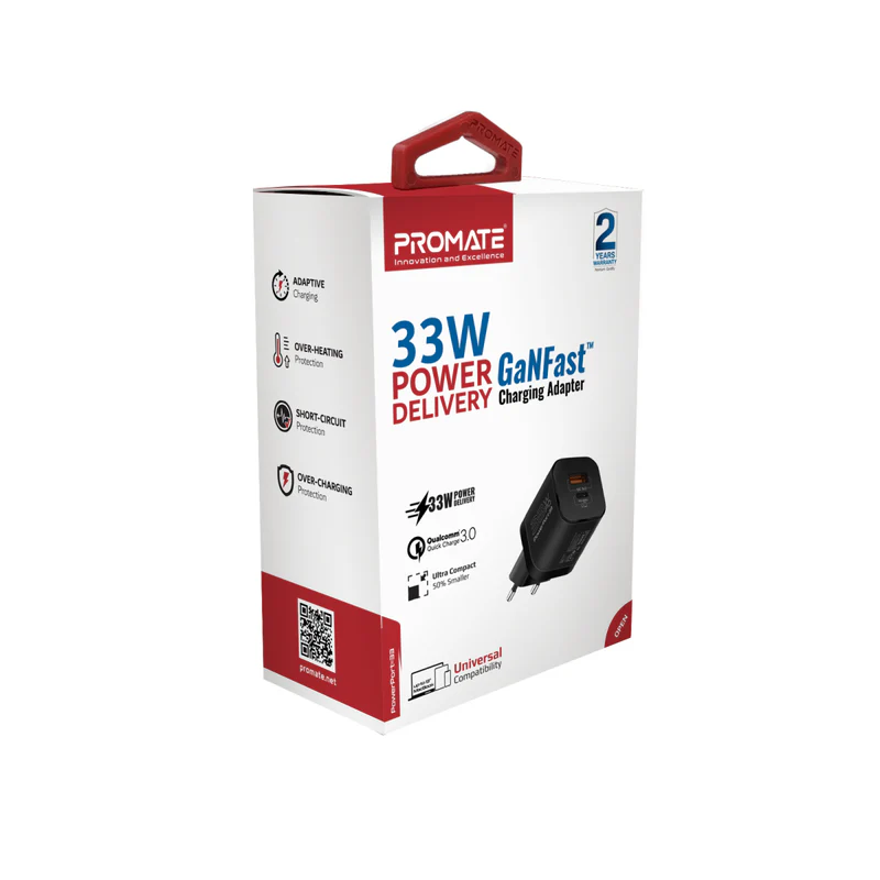PROMATE PowerPort-33.UK 33W Power Delivery GaNFast (Black)