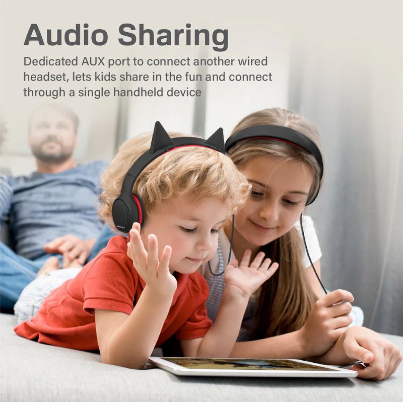 PROMATE Simba.Onyx Over-Ear Hi-Definition SafeAudio™ Kid-Safe