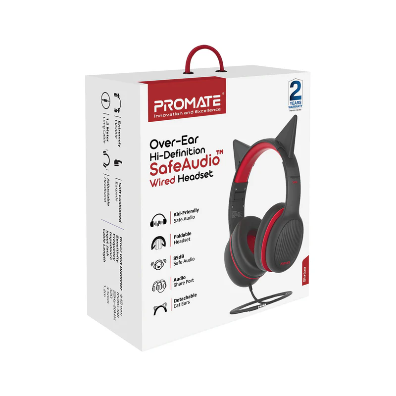 PROMATE Simba.Onyx Over-Ear Hi-Definition SafeAudio™ Kid-Safe